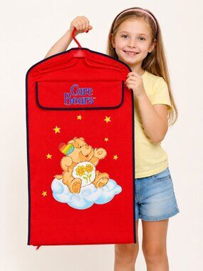 Vintage 1980s Care Bears Red Canvas Garment Bag Friend Bear